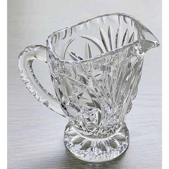 CREAMER-Cut Glass-Syrup Pourer-Flower Pattern-Small-3.5 IN - Picture 2 of 11